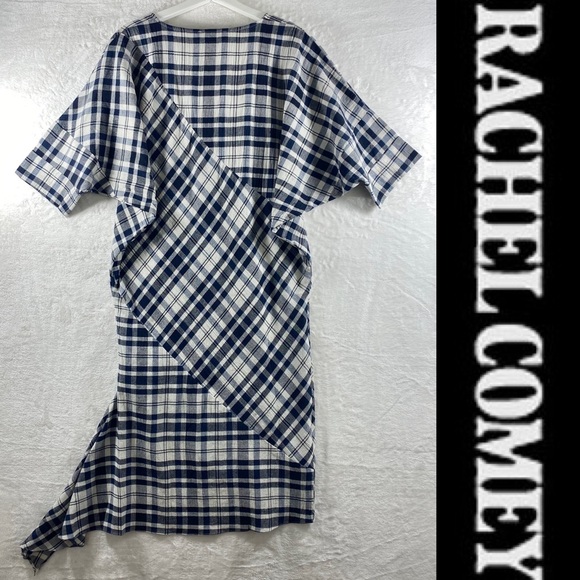NWT RACHEL COMEY sz 6 Grateful Midi Dress 100% Cotton Plaid V-neck Short Sleeve - Picture 4 of 16